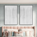 Minimalist White Curved Line Textured 2 Piece Wall Art