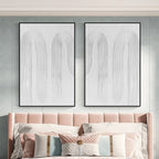 Minimalist White Curved Line Textured 2 Piece Wall Art