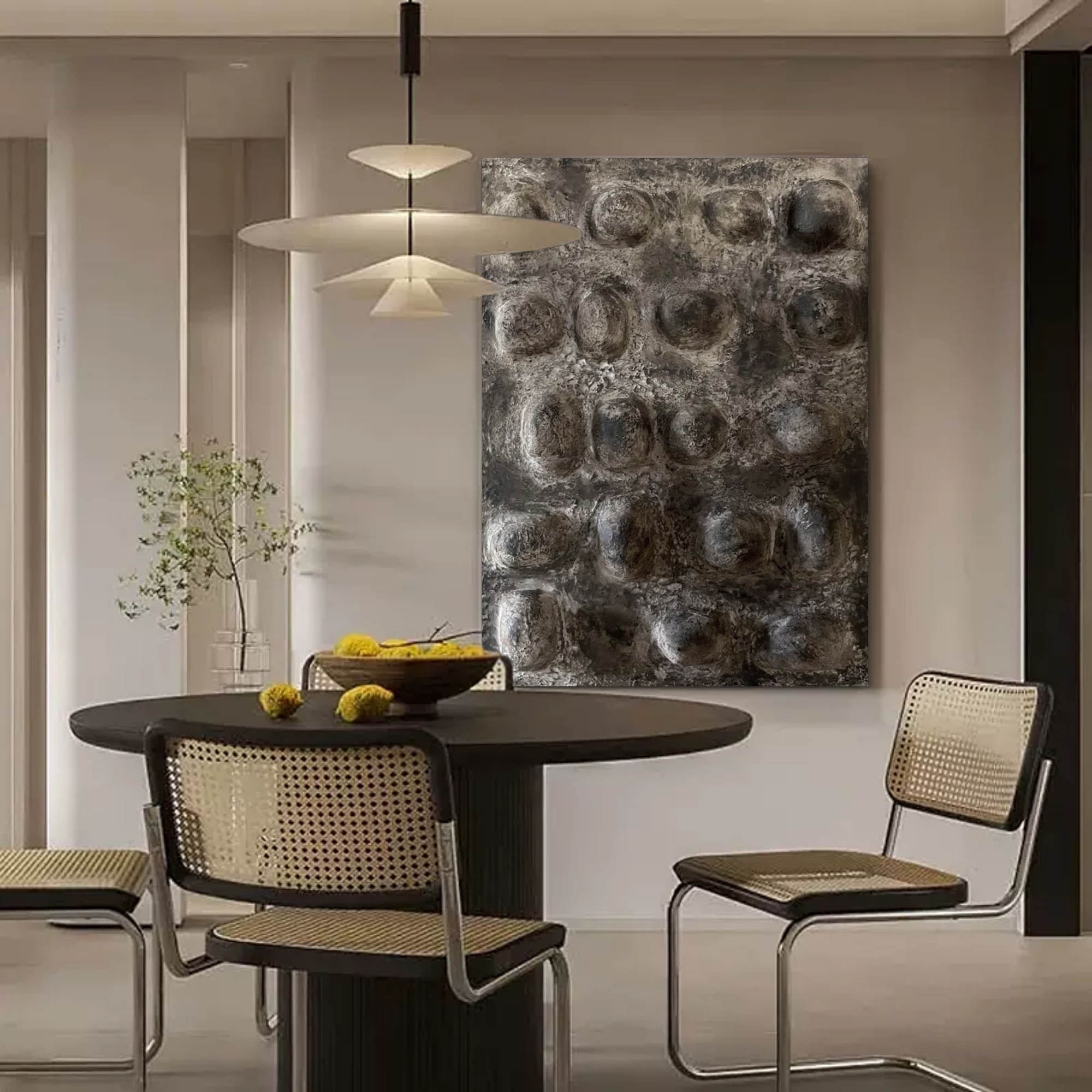 Textured Neutral Dome Relief Painting