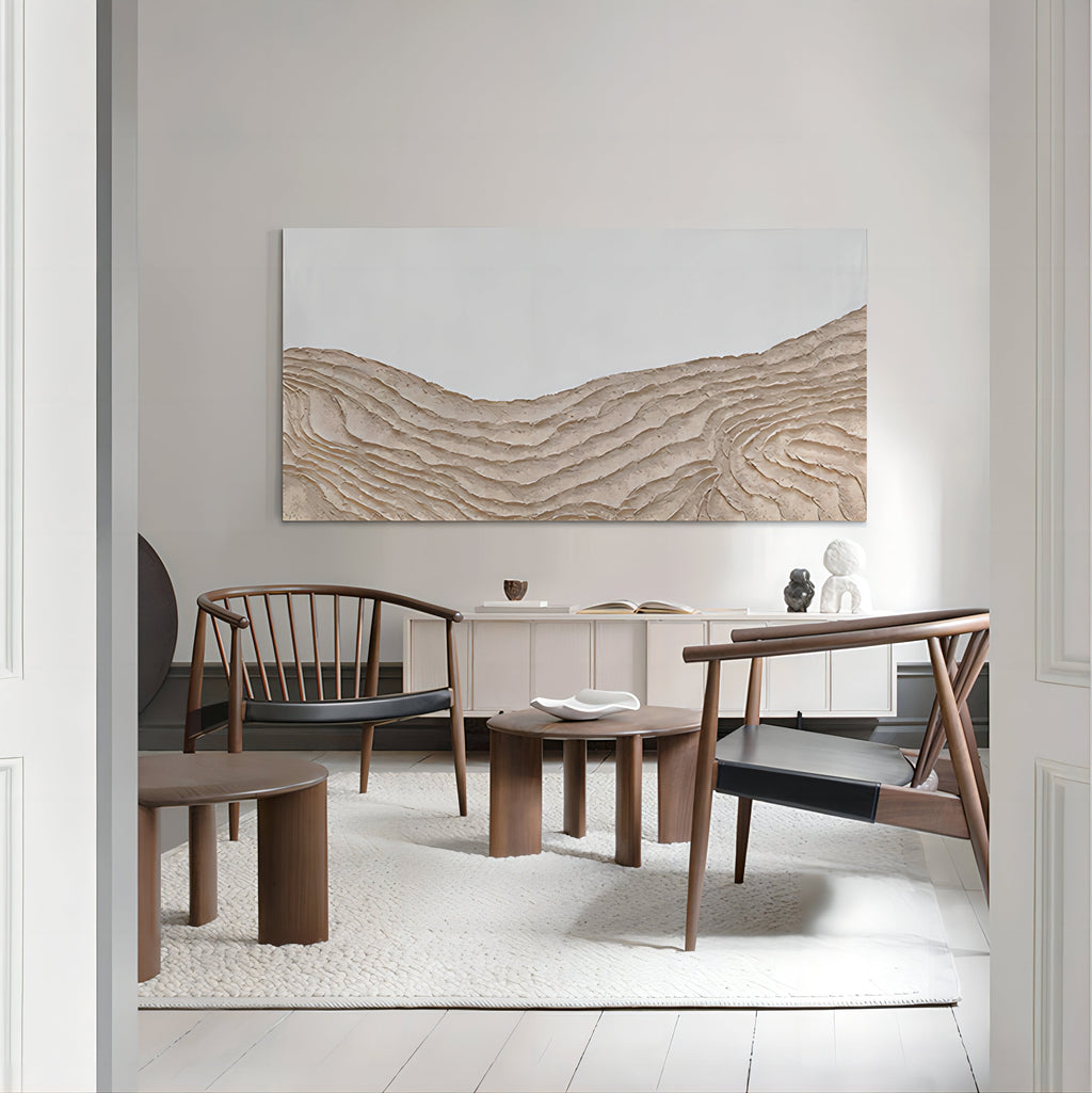 Wabi-Sabi Textured Mountain Range Painting