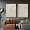 Wabi-Sabi Leaf Texture Relief Painting 2-Piece