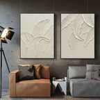 Wabi-Sabi Leaf Texture Relief Painting 2-Piece