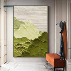 Soft Green Textured Mountain Landscape Wall Art