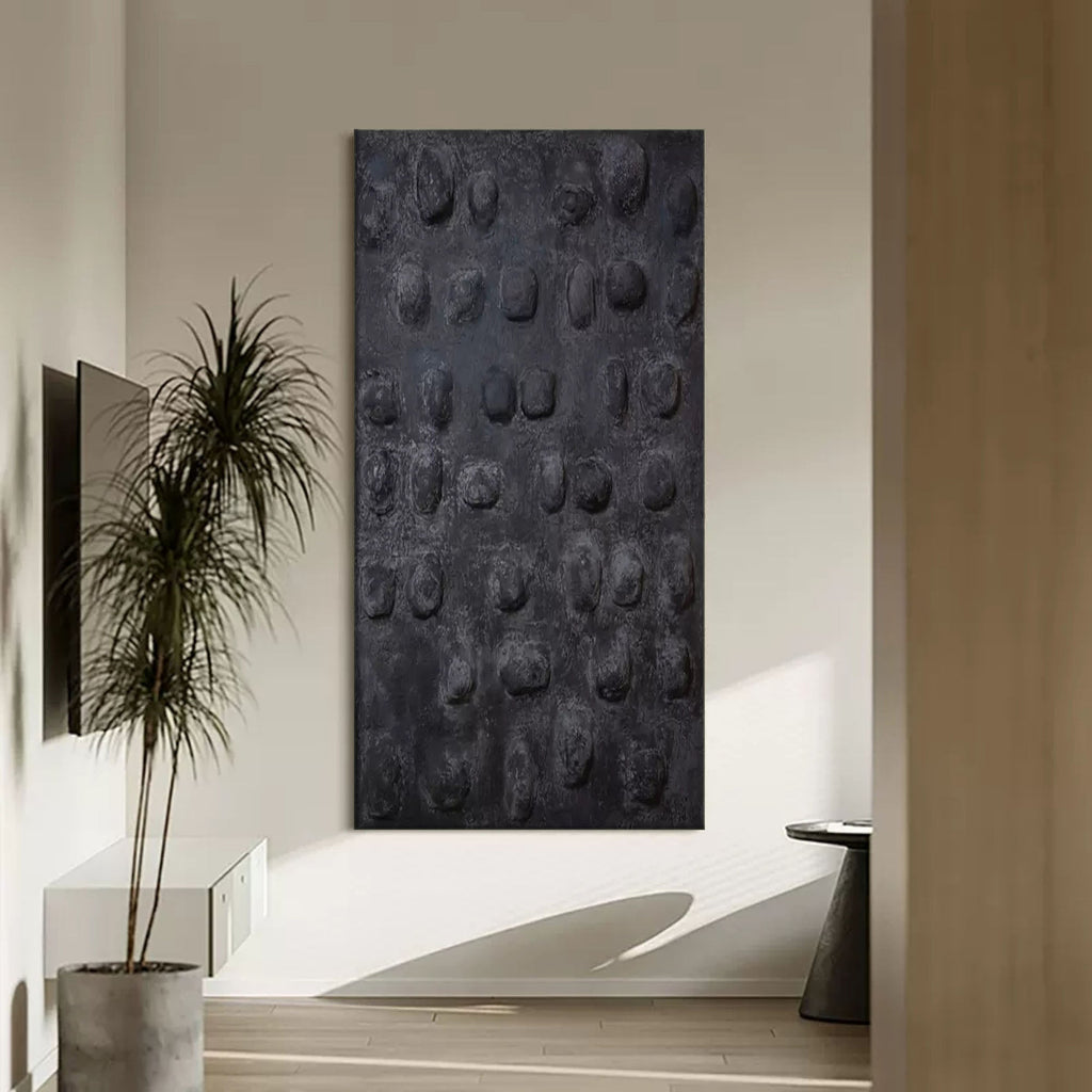 Plaster Art Dark Textured Stone Pattern Abstract Painting