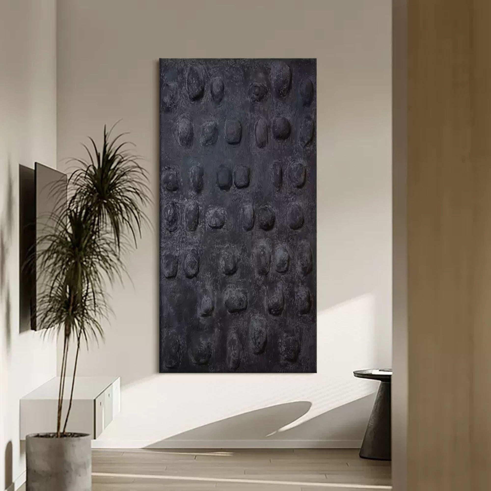 Plaster Art Dark Textured Stone Pattern Abstract Painting