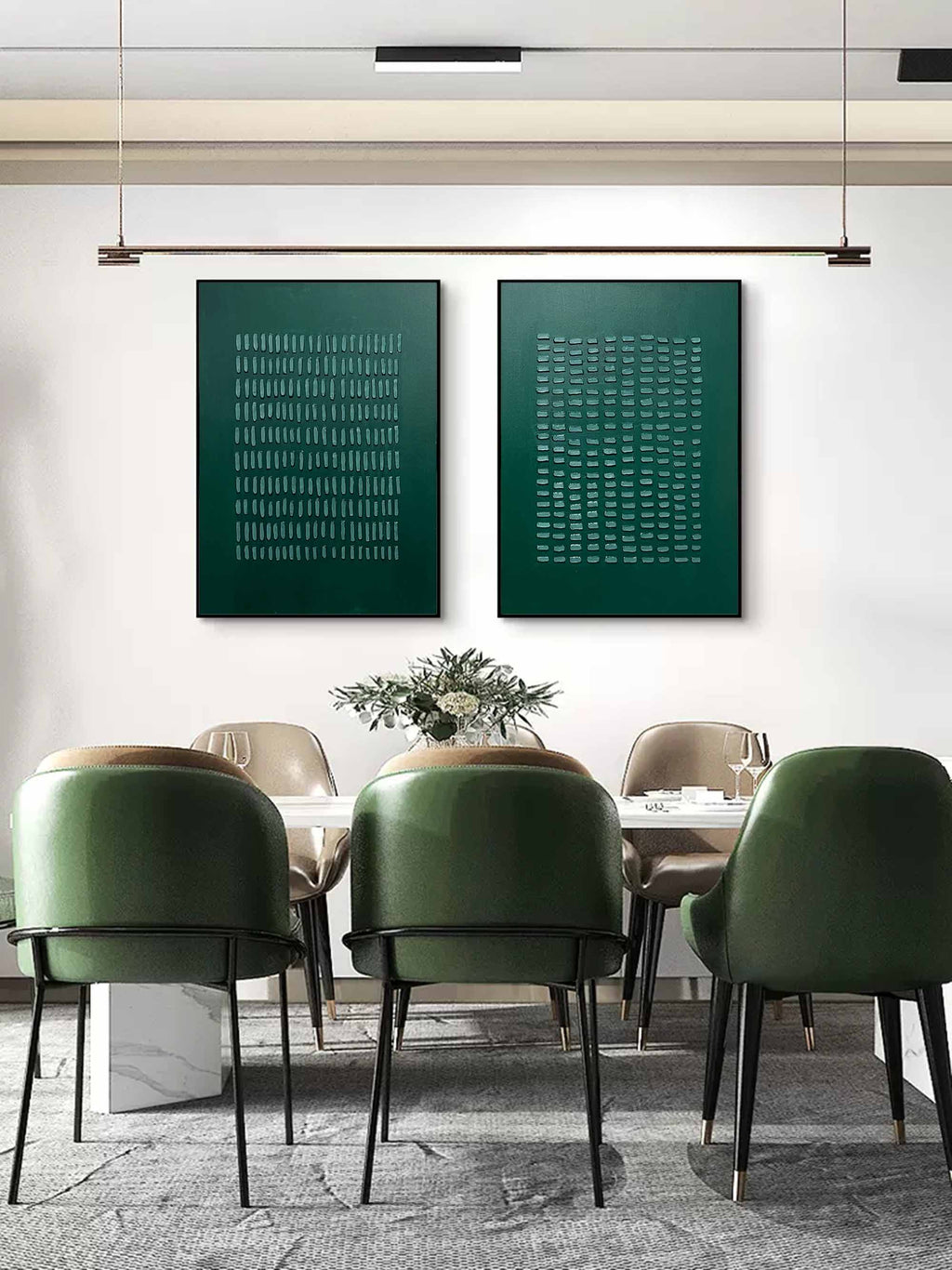 Wall Art Abstract Minimalism Modern Geometric Emerald Green