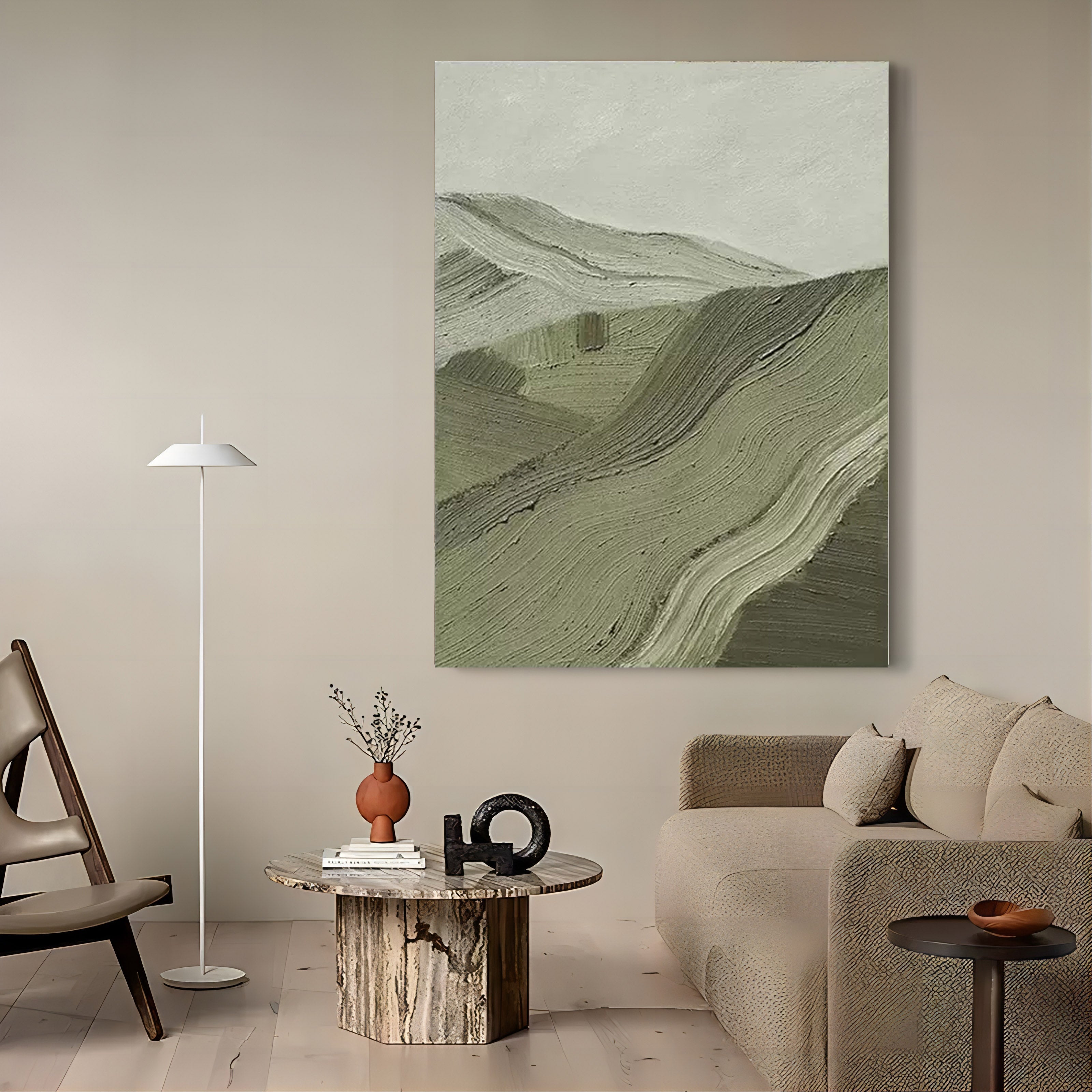Wabi-Sabi Textured Mountain Landscape Wall Art