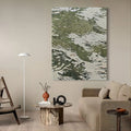 Textured Abstract Green & White Wave Oil Painting