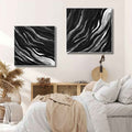 Wall Art Abstract Motion Deep Black Artistic Linen