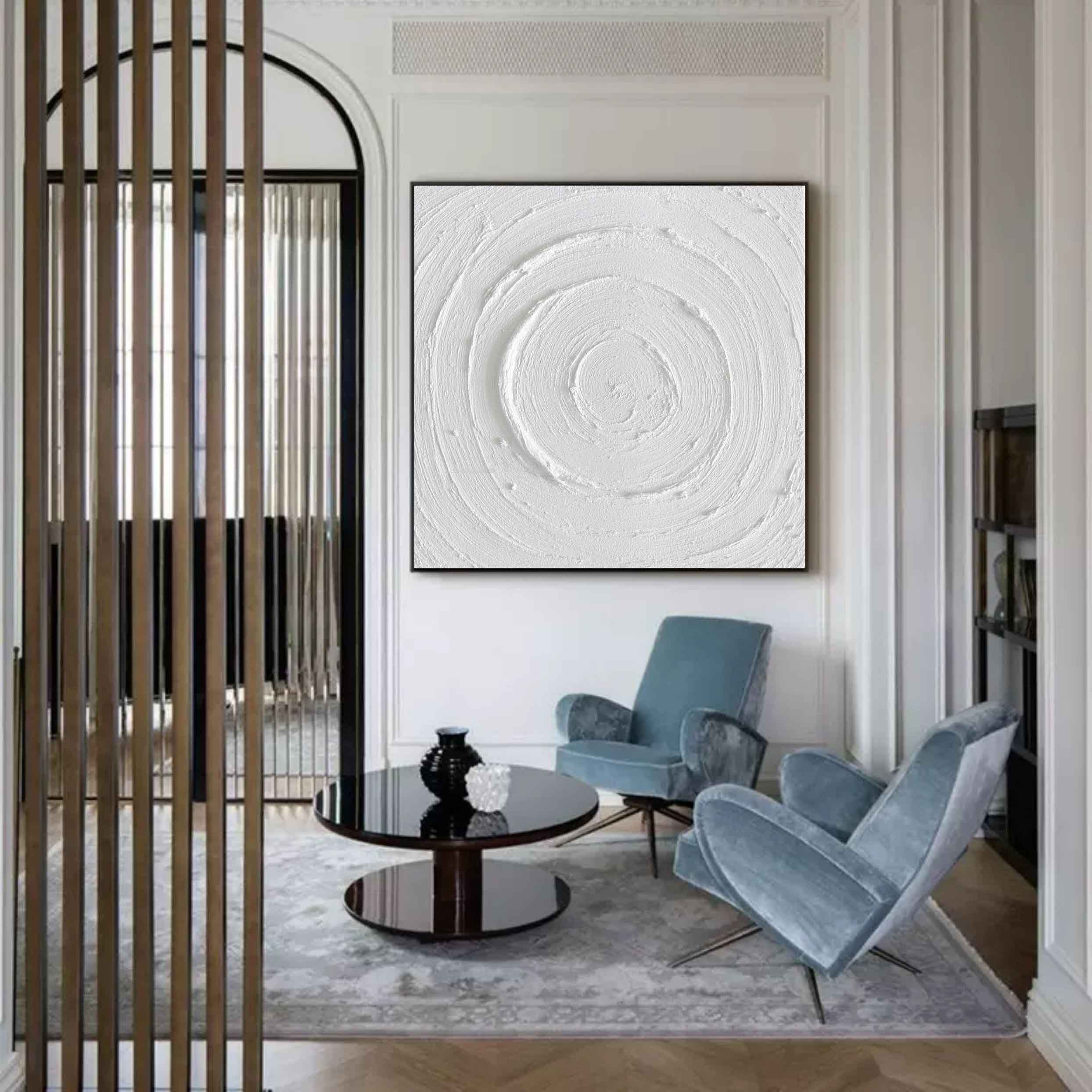 Plaster Art White Circular Texture 3D Painting