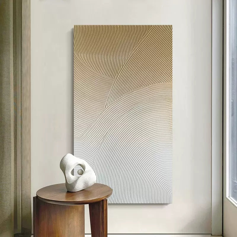 Wabi-Sabi Flowing Lines Bas-Relief Painting