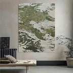 Textured Abstract Green & White Wave Oil Painting