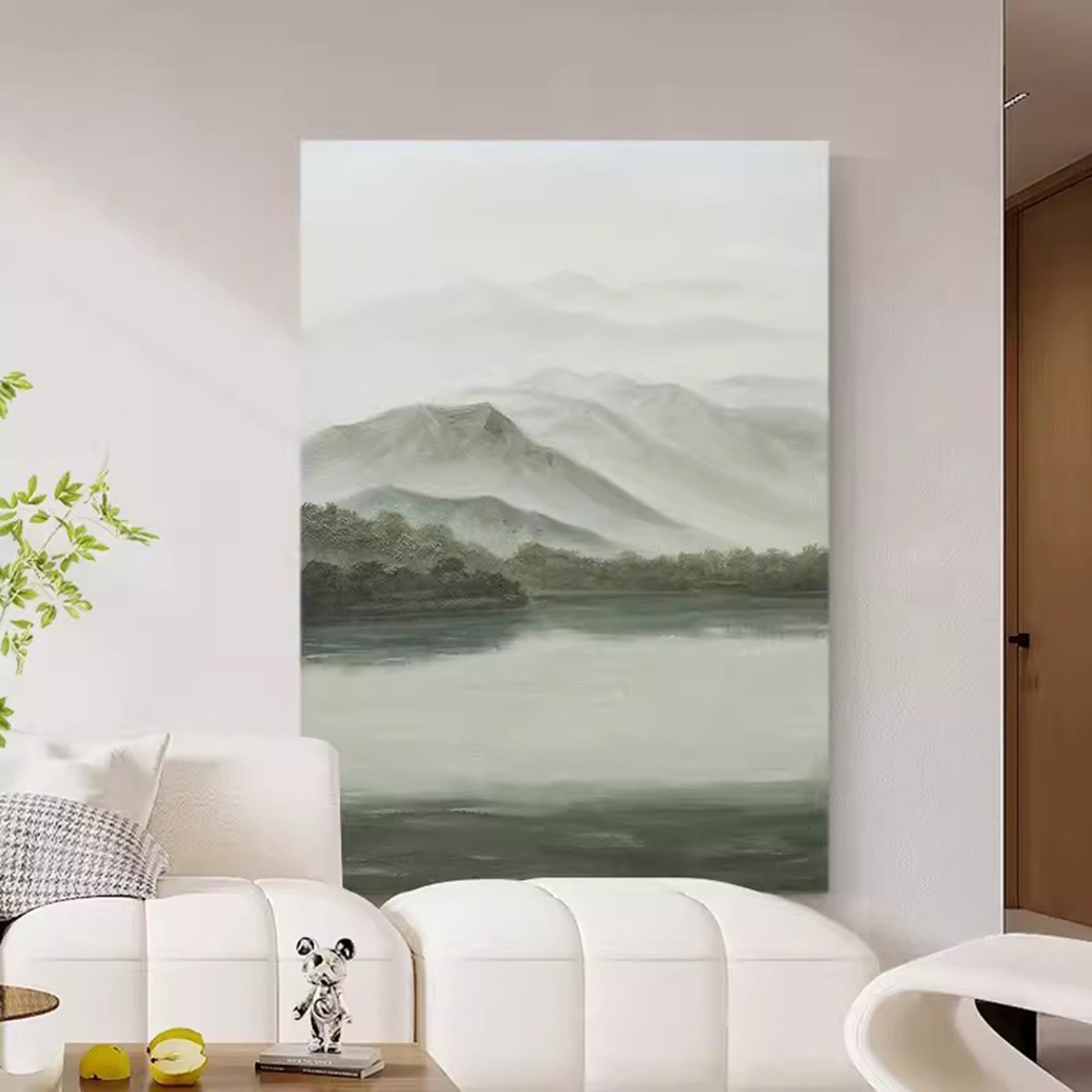 Serene Misty Mountain Landscape Painting
