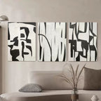 Monochrome Abstract Triptych Oil Painting