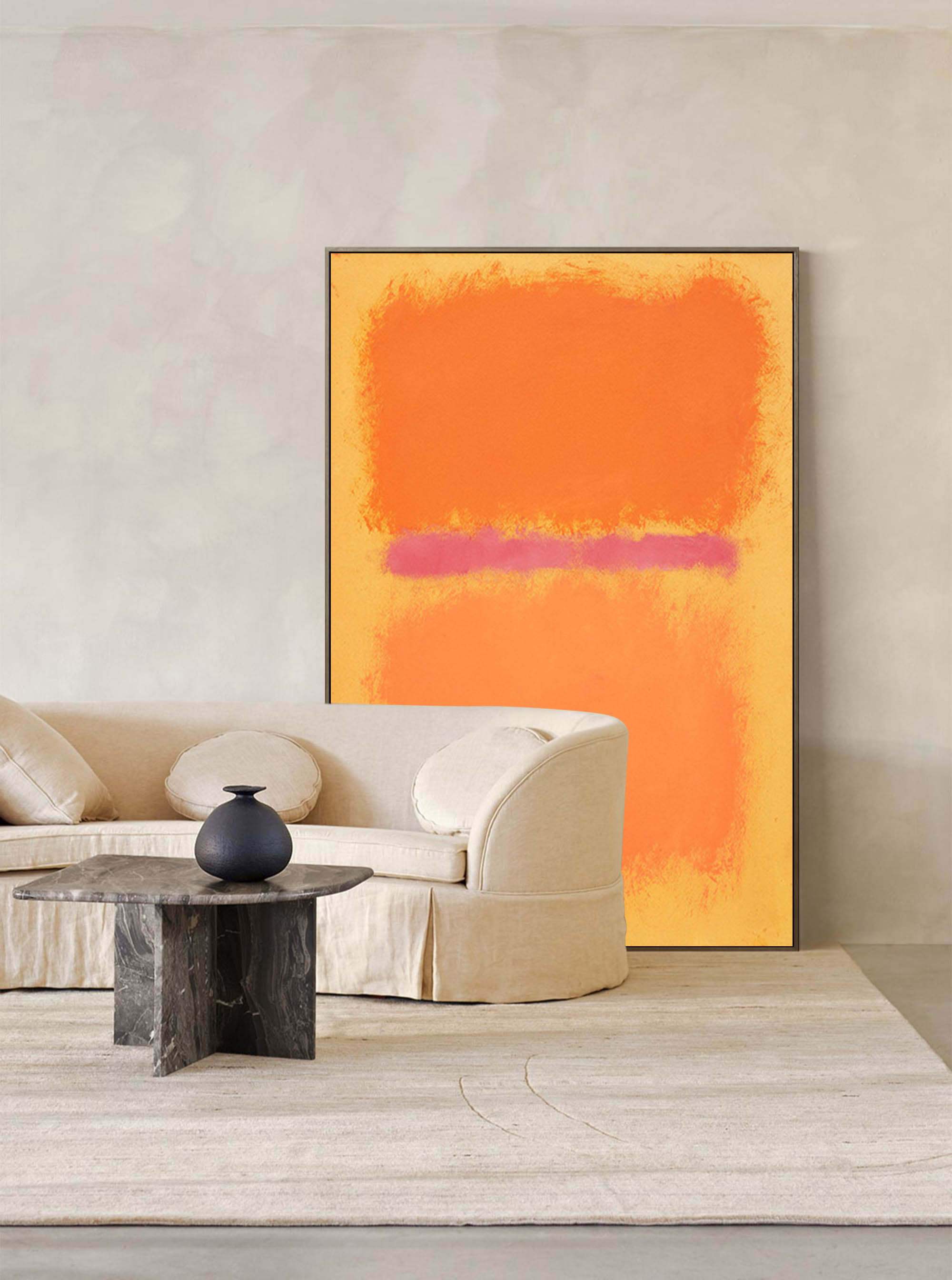 Mark Rothko Style Color Field Painting Orange Pink