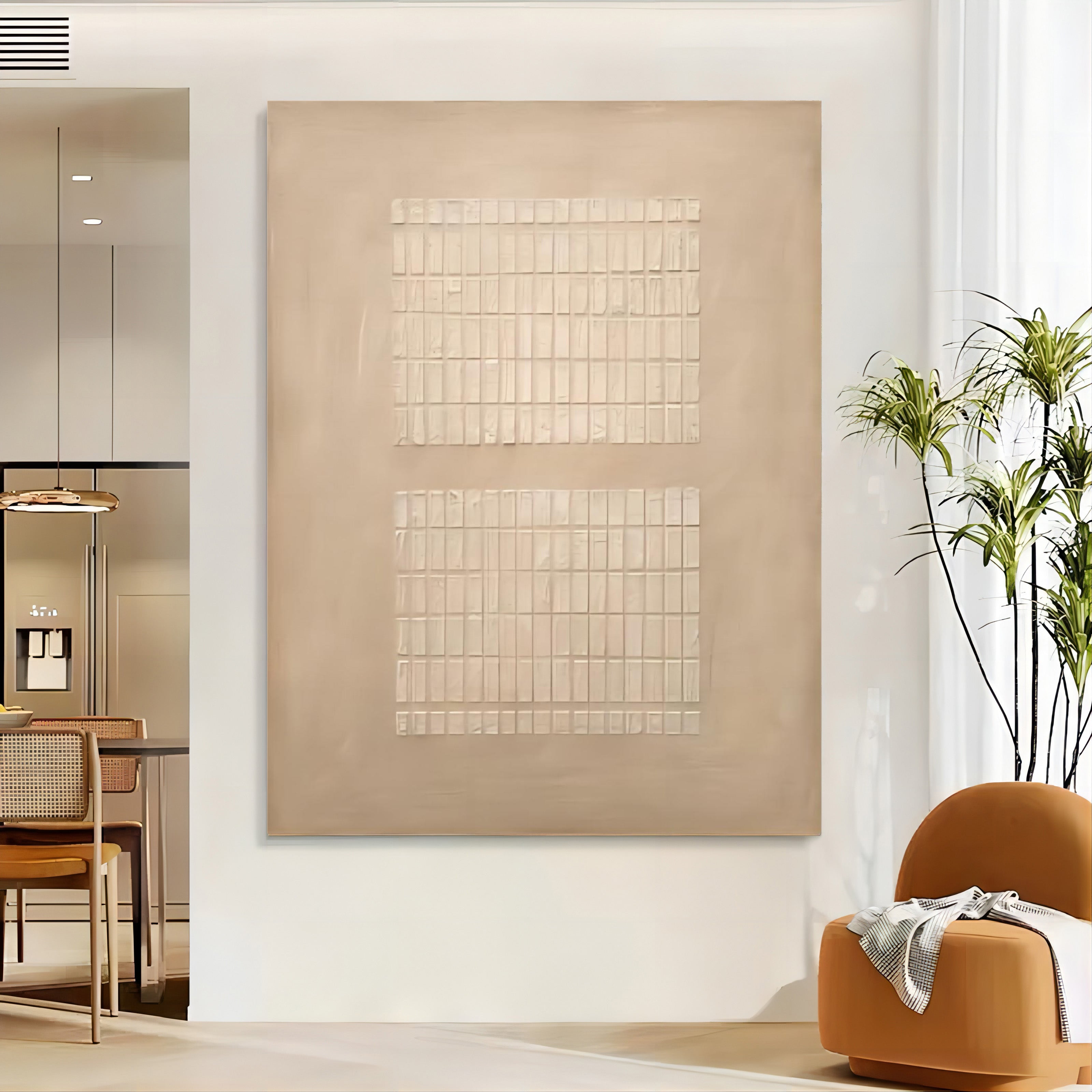 Wabi-Sabi Dual Grid Bas-Relief Painting