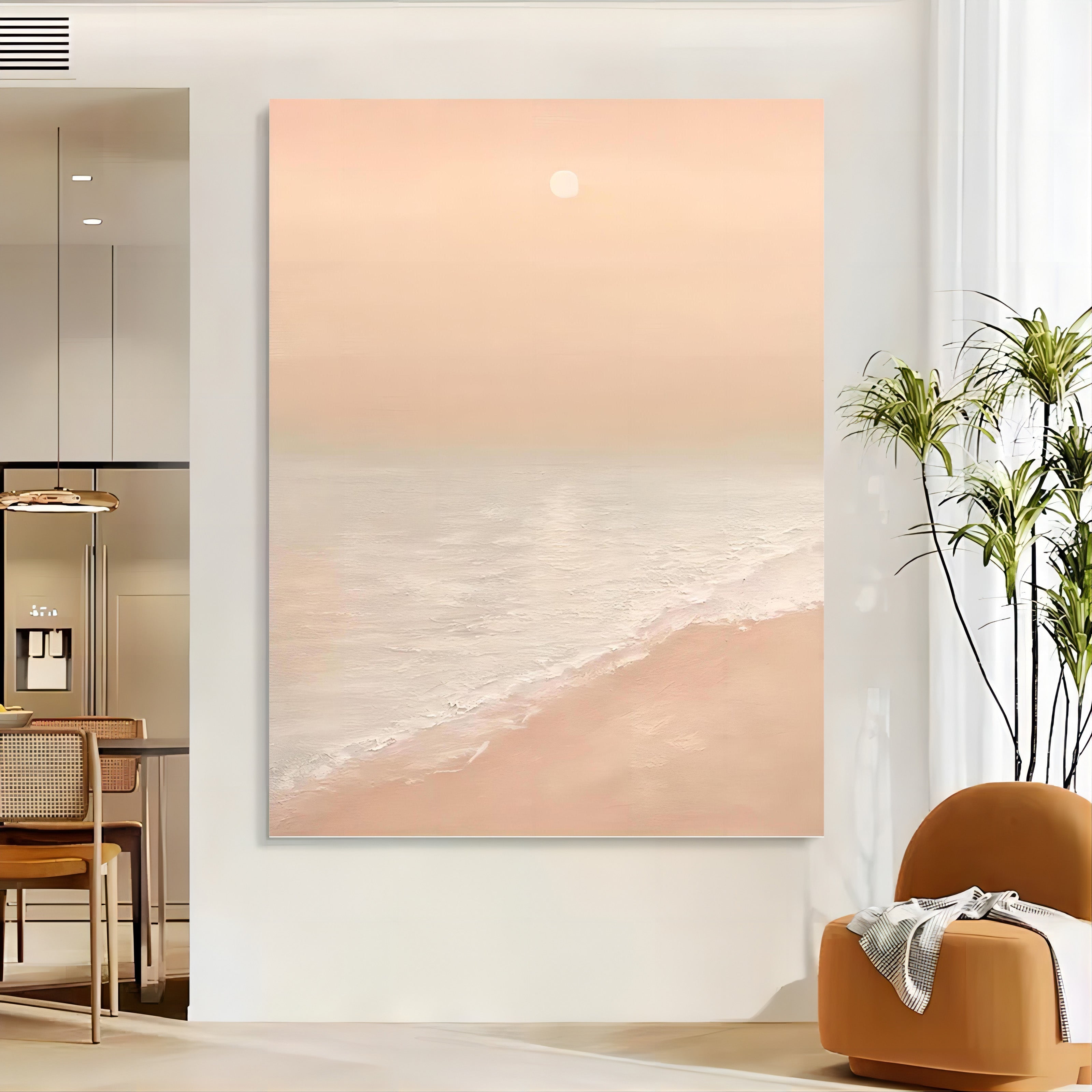 Wabi-Sabi Wall Soft Pink Beach Sunset Abstract Painting