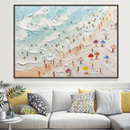Aerial Beach Painting Impasto Coastal Wall Art