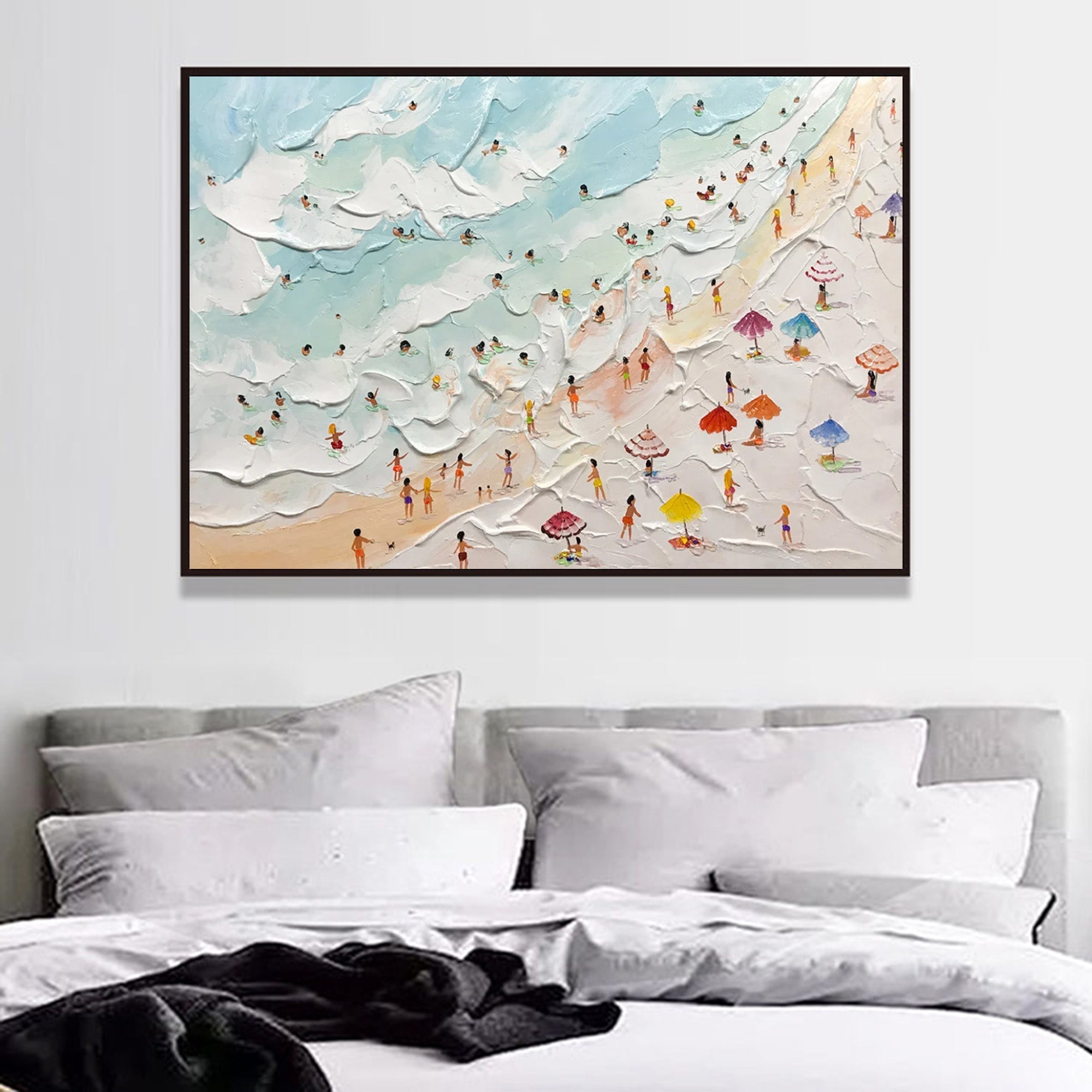 Aerial Beach Painting Impasto Coastal Wall Art