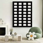 Black And White Grid Textured Wall Art