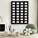 Black And White Grid Textured Wall Art