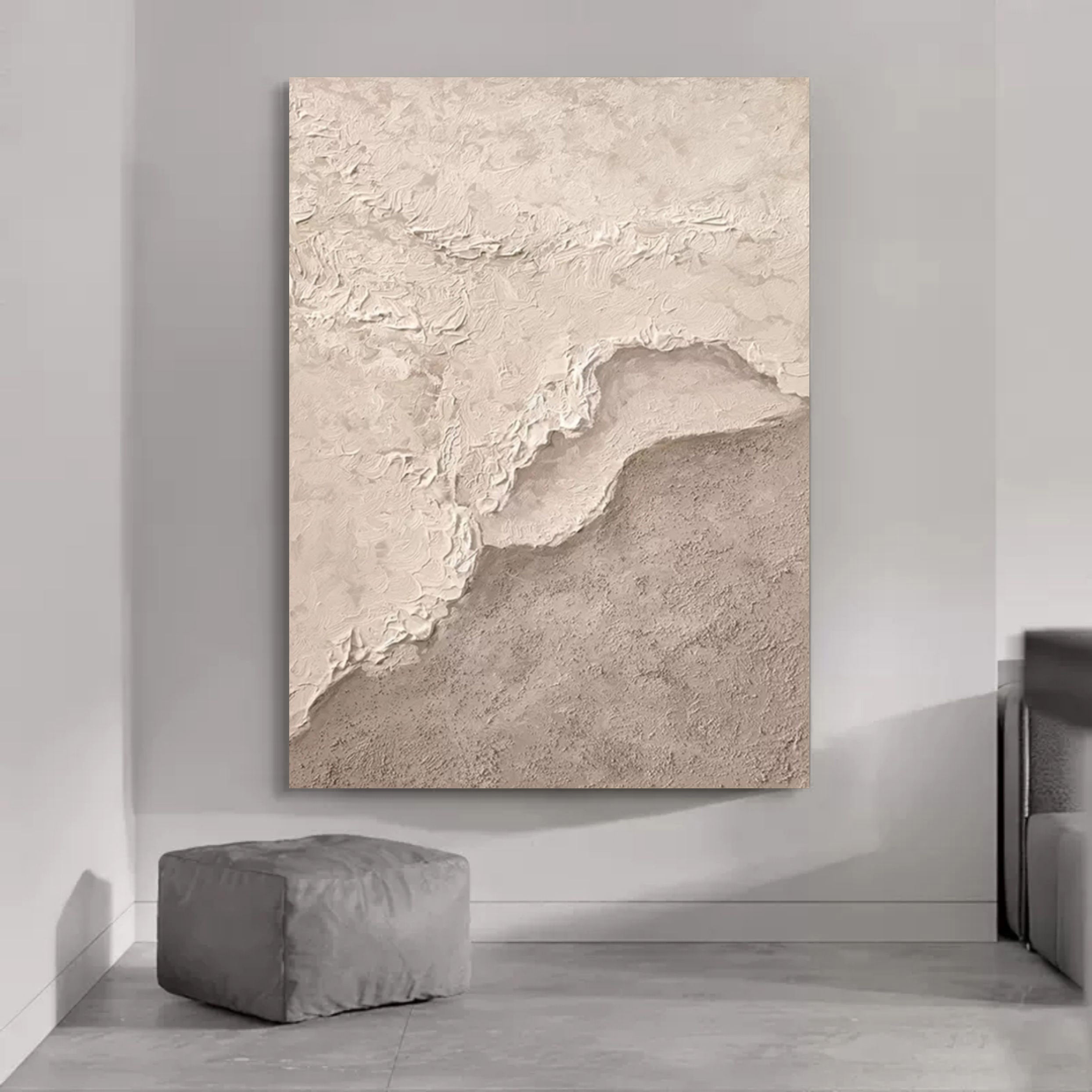 Wabi-Sabi Neutral Textured Landscape Painting
