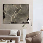 Geometric Line Texture Oil Painting Minimalist Black White