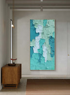 3D Impasto Coastal Abstract Painting Teal And Green