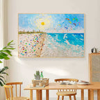 Vibrant Coastal Beach Day Impasto Painting