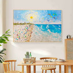Vibrant Coastal Beach Day Impasto Painting