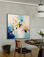 Geometric Pixel Painting Warm Orange Blue
