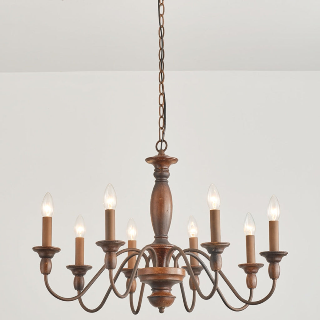 Silva Industrial Design LED Indoor Pendant Light Brown Wood Metal Bedroom/Living Room/Kitchen Island