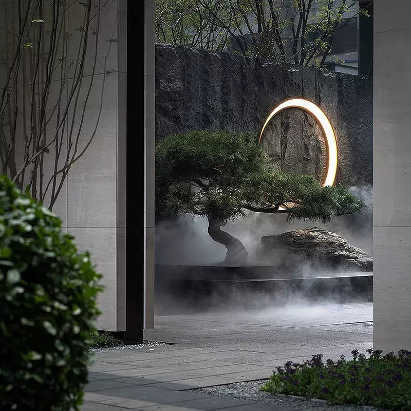 Ray Art Deco Ring Metal Lunar Glow Outdoor Wall Light