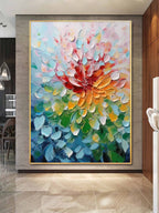 Vibrant Floral Impasto Painting Textured Blooming Flower