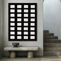 Black And White Grid Textured Wall Art