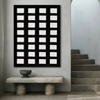 Black And White Grid Textured Wall Art