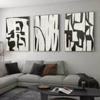 Monochrome Abstract Triptych Oil Painting