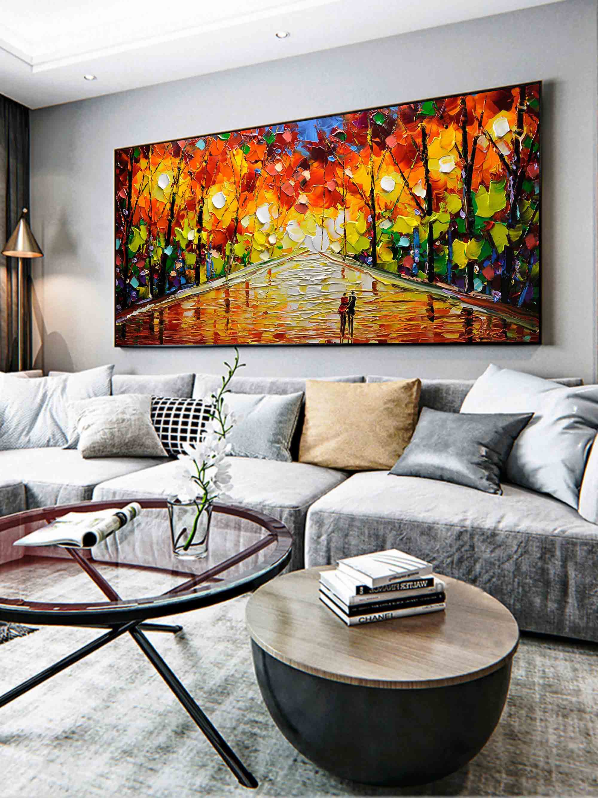 Autumn Walk Impasto Landscape Painting