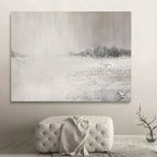 Monochrome Textured Winter Landscape Oil Painting