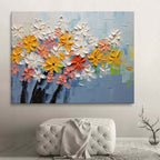 Tactile Impasto Floral Oil Painting Multi-Color Blooms