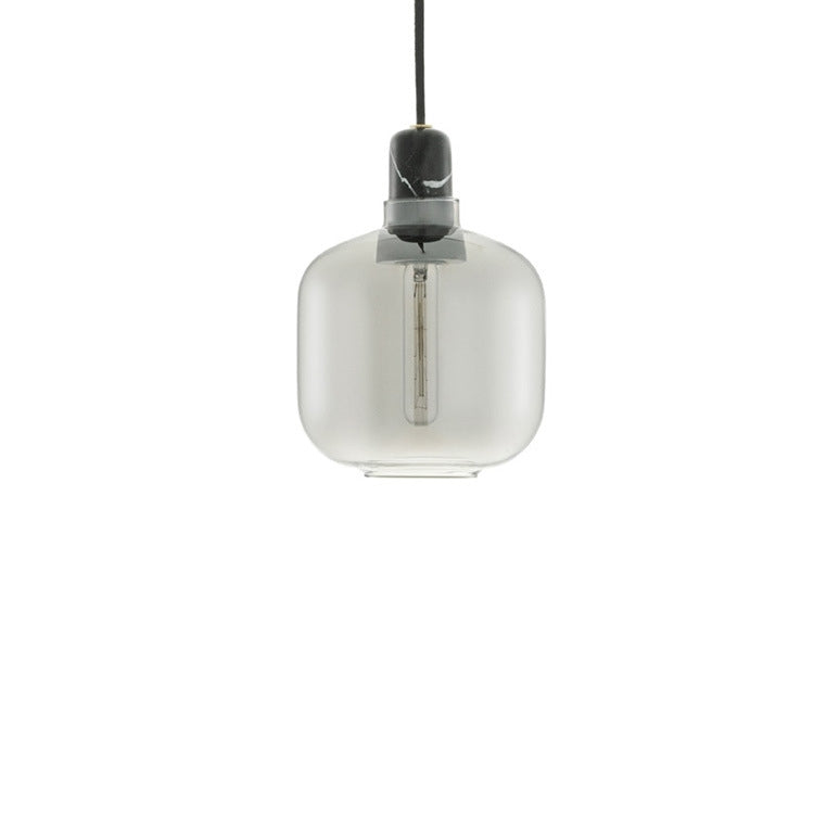 Valentina Designer Cylinder Pendant Light, Marble & Glass