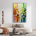 Vibrant Abstract Cityscape Impasto Painting