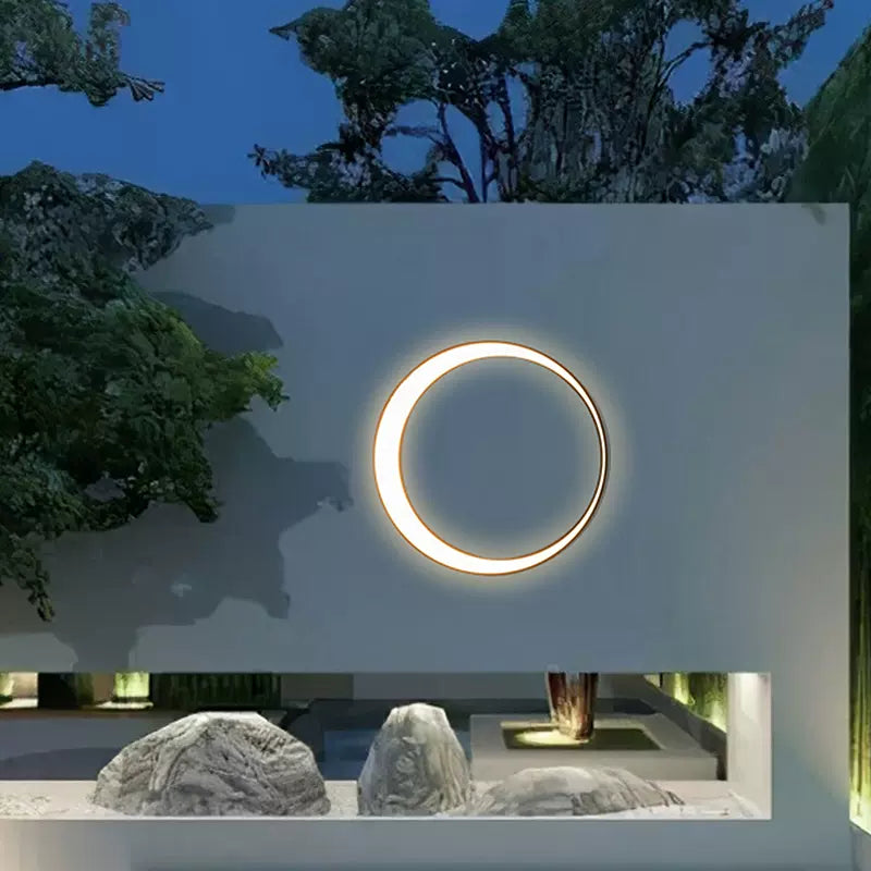 Ray Art Deco Ring Metal Lunar Glow Outdoor Wall Light