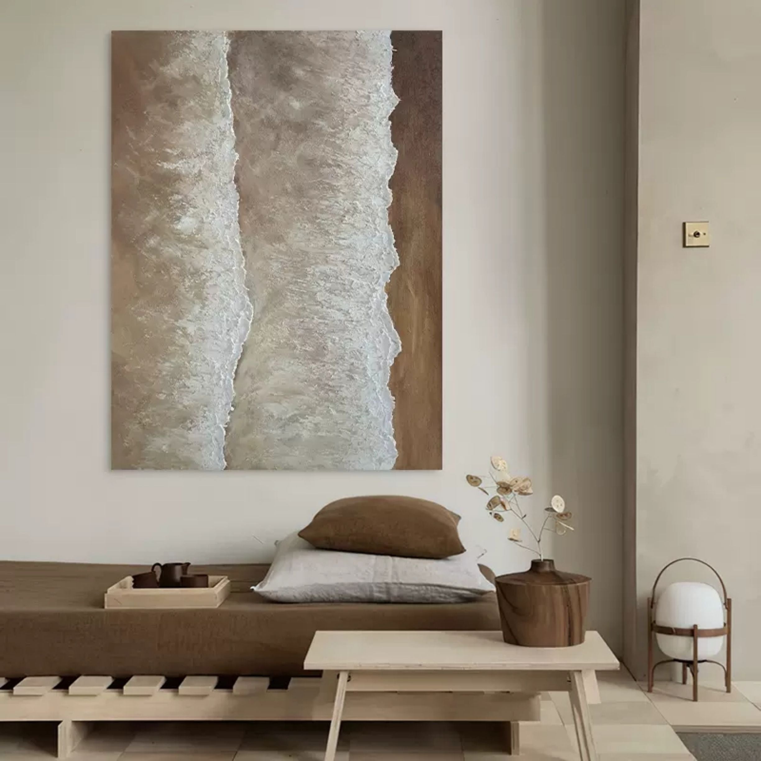 Neutral Wave Texture Oil Painting