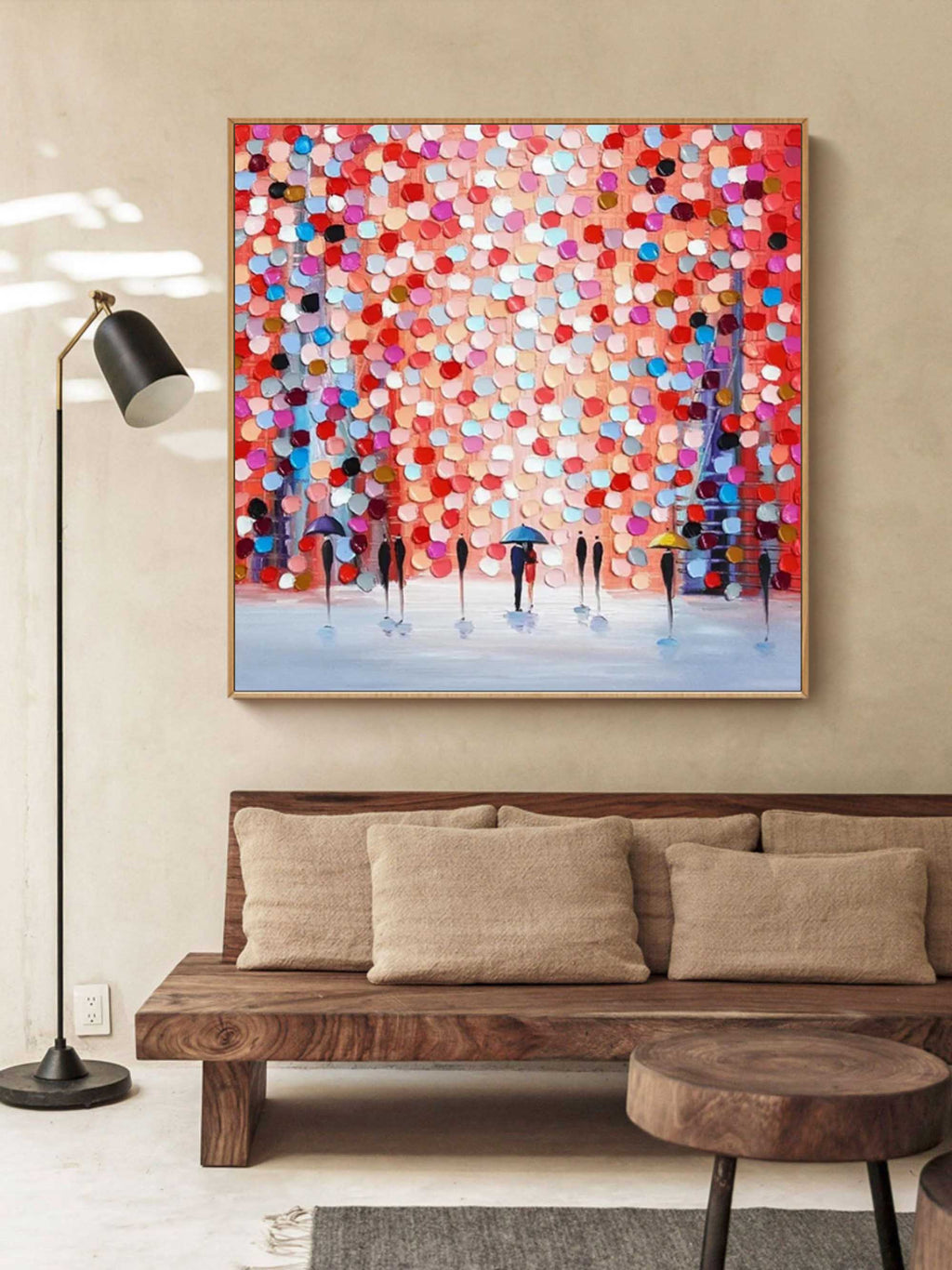 Rainy City Dot Art Oil Painting