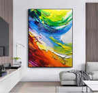 Vibrant Color Wave Impasto Painting