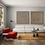 Earthy Textured Linear Pattern Diptych Wall Art Set