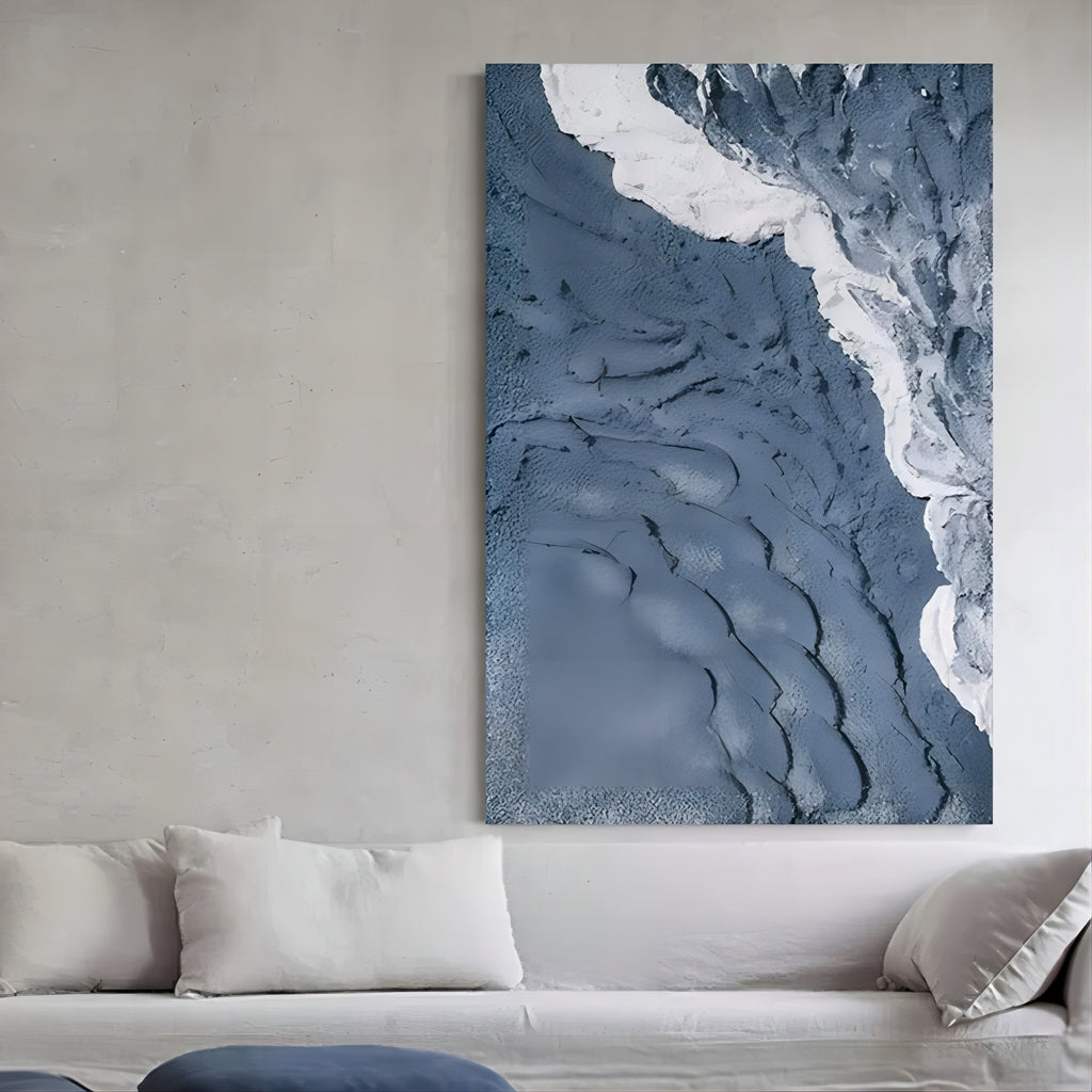 Textured Coastal Wave Relief Painting