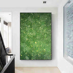 Lush Green Textured Geometric Oil Painting