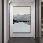 Monochrome Textured Mountain Landscape Painting